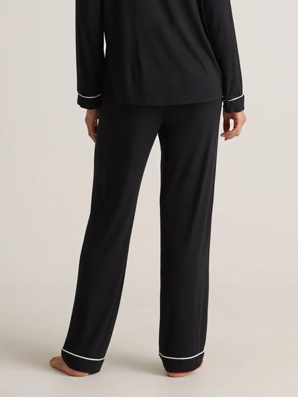 Quince Womens Bamboo Jersey Pajama Pants in True Black White Trim like New M - Picture 4 of 4